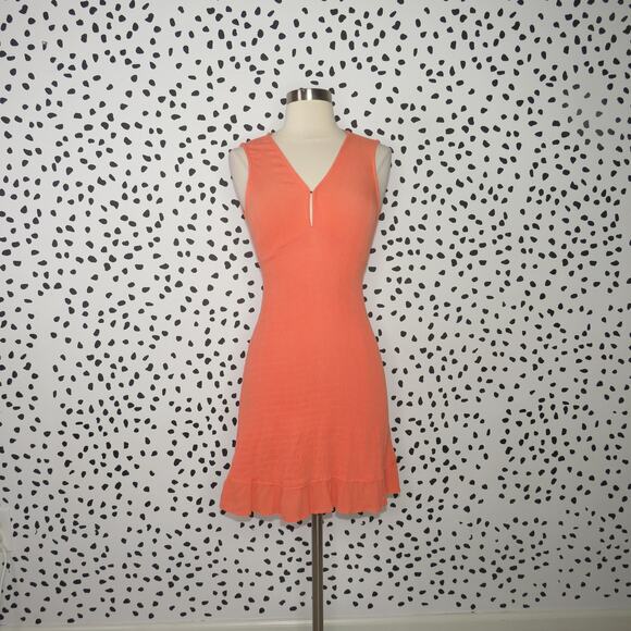 O’Neill Hot Coral Dallas Smocked Sleeveless V-Neck Ruffle Hem Dress - Picture 5 of 10